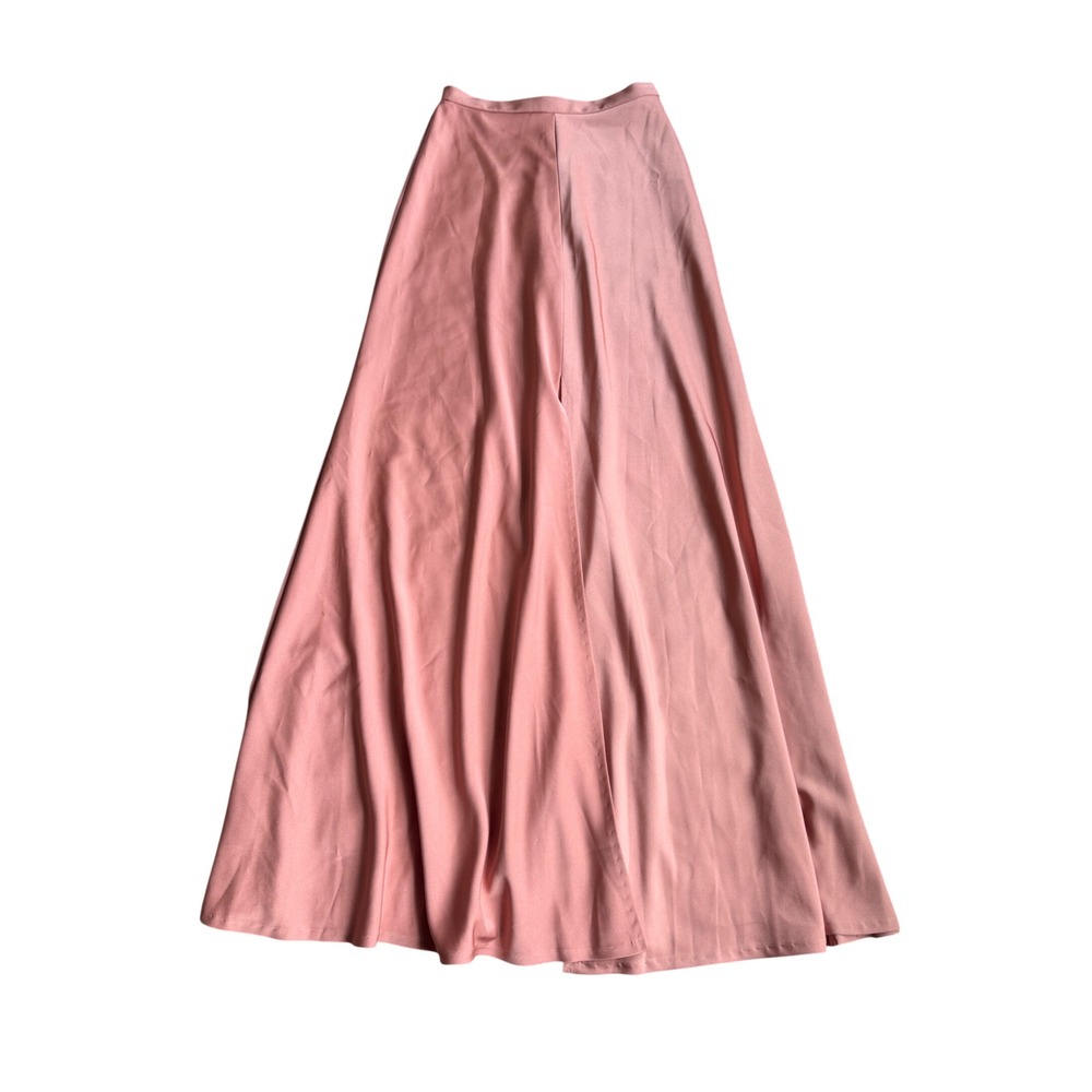 Jenny Yoo Collection Clay Pink High Waisted Maxi Skirt with Side Slit Size 4